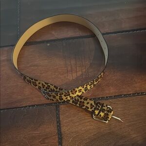 Amazon Brown and Black Leather Belt with Gold Buckle